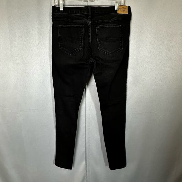 Womens Abercrombie & Fitch Black Denim Jeans Stretch Super Skinny Sz 8R 29 X 31 - Picture 2 of 6